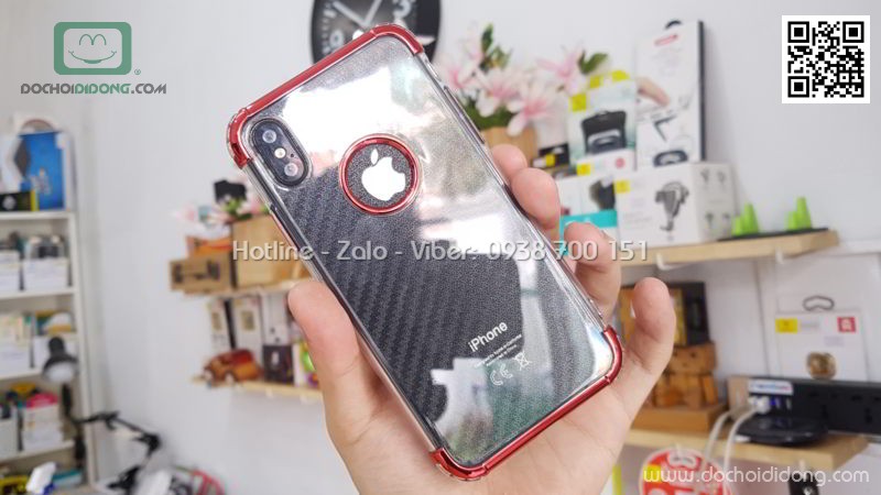 Ốp lưng iPhone X Zacase dẻo trong viền màu chống sốc