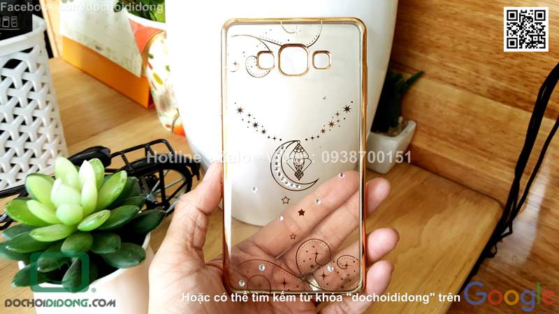 Ốp lưng Samsung Galaxy A7 JRis dẻo trong đính đá