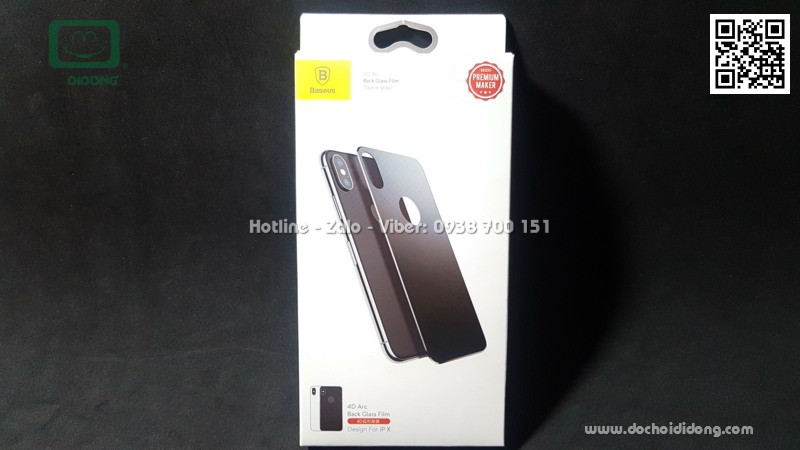 Miếng dán cường lực full mặt lưng iPhone X Baseus khoét táo