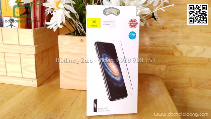 Miếng dán cường lực full màn hình iPhone X XS Baseus bảo vệ mắt 0.2mm