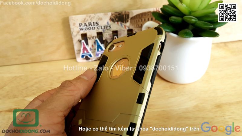 Ốp lưng iPhone 8 Iron Man chống sốc có chống lưng