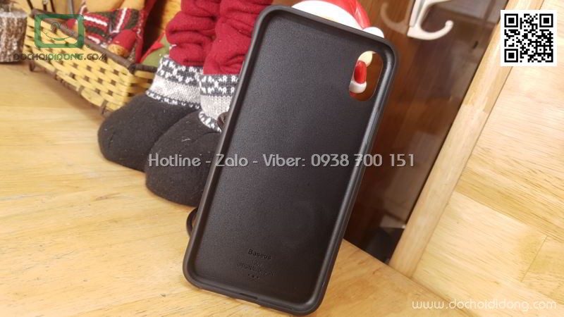 Ốp lưng iPhone X XS Baseus lưng vải nhét card