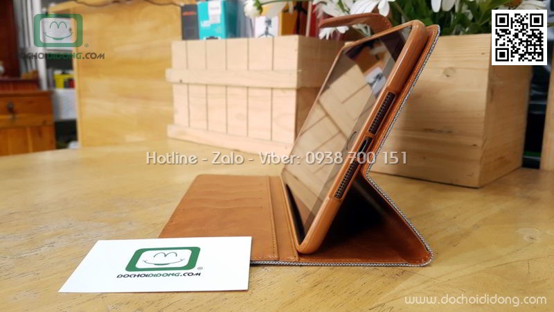 Bao da iPad Mini 1 2 3 Mercury Canvas Diary vân vải nhét card