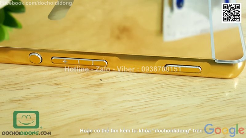 Ốp lưng Sony Xperia M5 viền nhôm lưng tráng gương