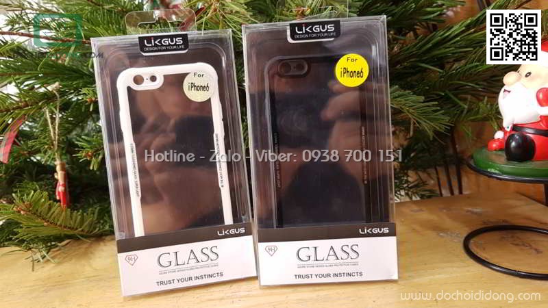 Ốp lưng iPhone 6 6S Likgus lưng kính viền dẻo