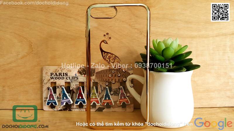 Ốp lưng iPhone 7 Plus đính đá hình con công