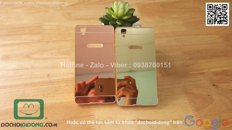 Ốp lưng OPPO R7S viền nhôm lưng tráng gương