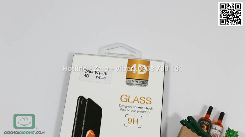 Miếng dán cường lực iPhone 7 Plus 4D full màn hình 9H