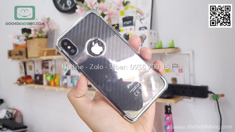 Ốp lưng iPhone X XS Zacase dẻo trong viền màu chống sốc