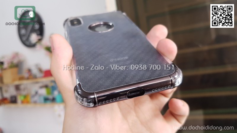 Ốp lưng iPhone X XS Zacase dẻo trong viền màu chống sốc