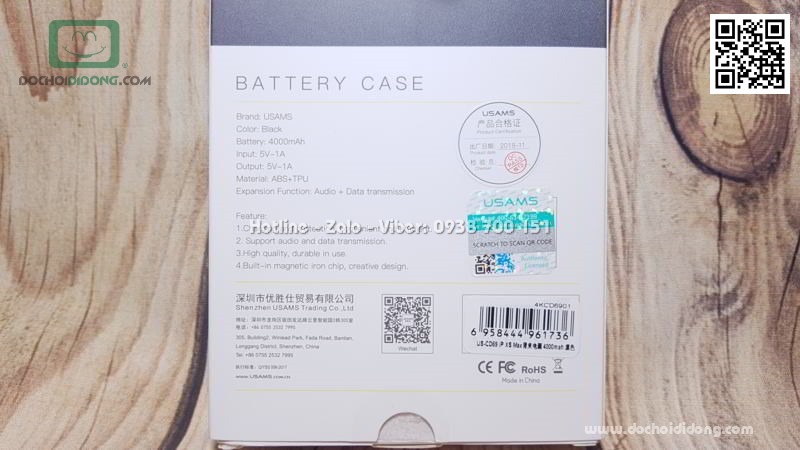 Ốp lưng pin dự phòng iPhone XS Max Usams 4000mah