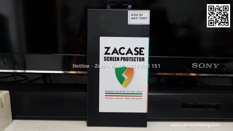 Miếng dán cường lực full màn hình iPhone X XS Zacase 3D Elite chống nhìn trộm