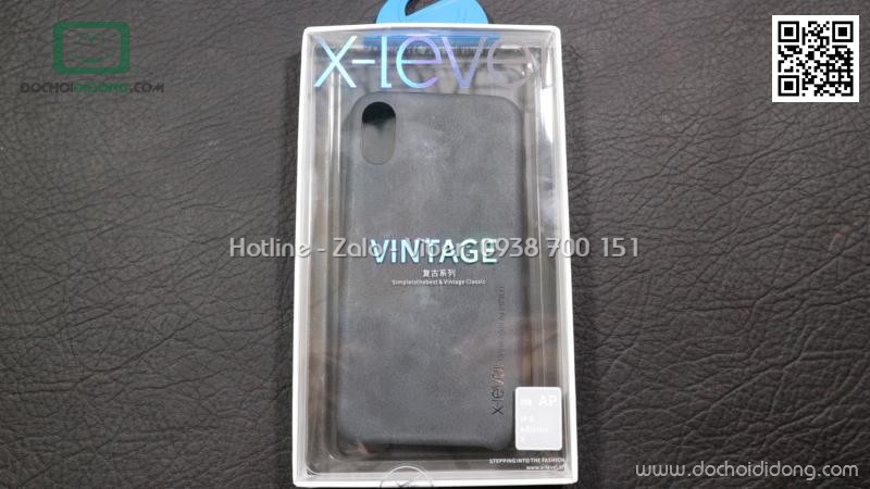 Ốp lưng iPhone X XS X-Level Vintage dẻo vân da lót nhung