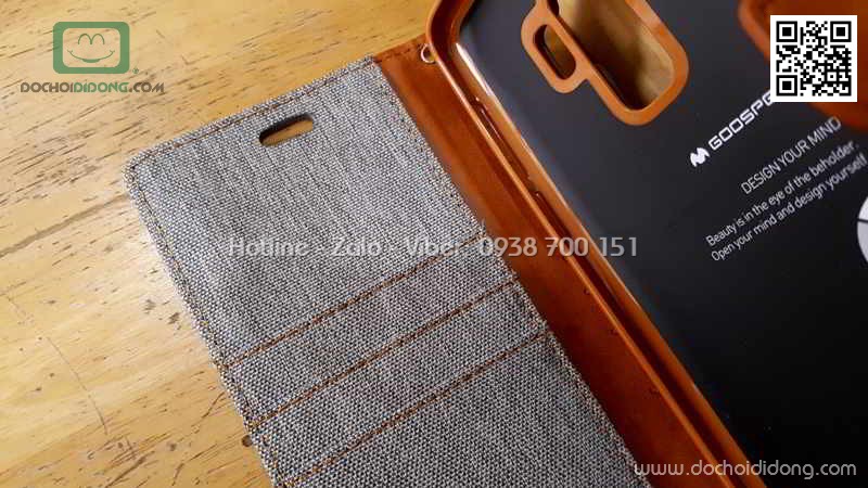 Bao da Samsung S9 Plus Mercury Canvas Diary vân vải nhét card