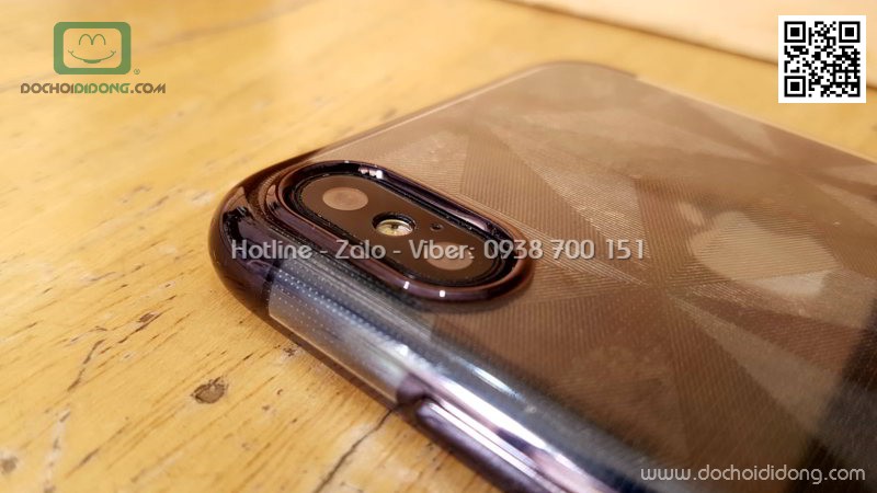 Ốp lưng iPhone X XS Baseus Shining dẻo trong viền màu