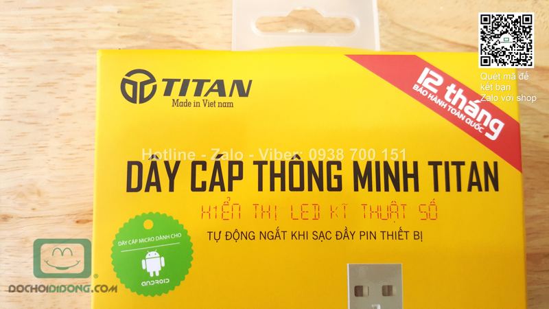 Cáp thông minh MicroUSB Titan hiển thị led kĩ thuật số