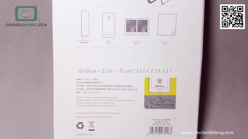 Miếng dán cường lực iPhone X XS Baseus Edge full màn hình