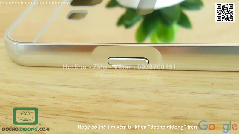 Ốp lưng Samsung Galaxy J3 viền nhôm lưng tráng gương