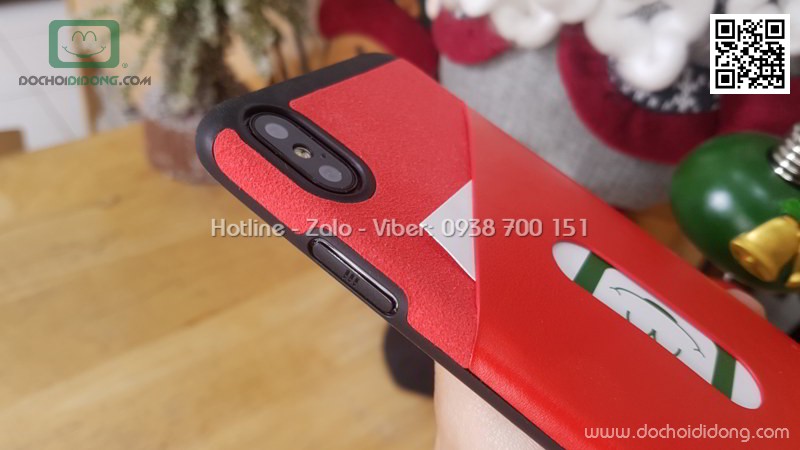 Ốp lưng iPhone X Baseus lưng vải nhét card