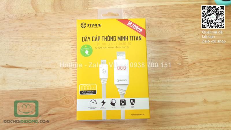 Cáp thông minh MicroUSB Titan hiển thị led kĩ thuật số