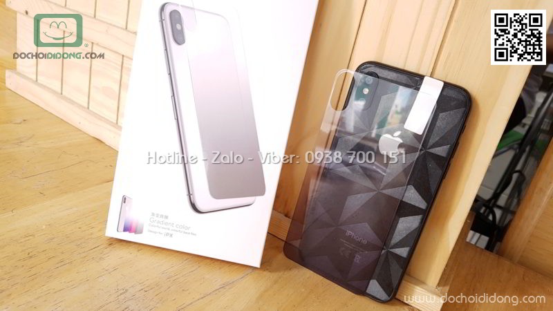 Miếng dán cường lực mặt lưng iPhone X Baseus hào quang kèm 2 dán camera