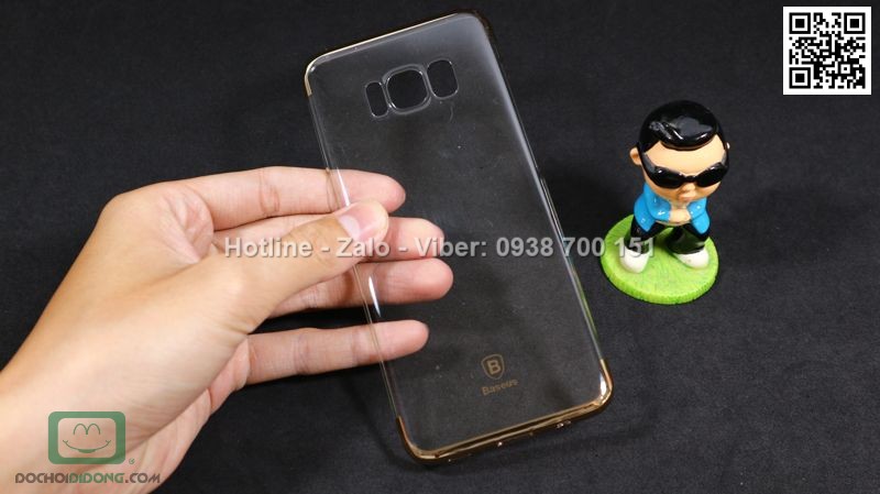 Ốp lưng Samsung Galaxy S8 Baseus Glitter trong suốt viền màu