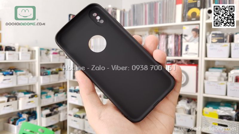 Ốp lưng iPhone X XS Zacase bảo vệ camera dẻo nhám khuyết táo