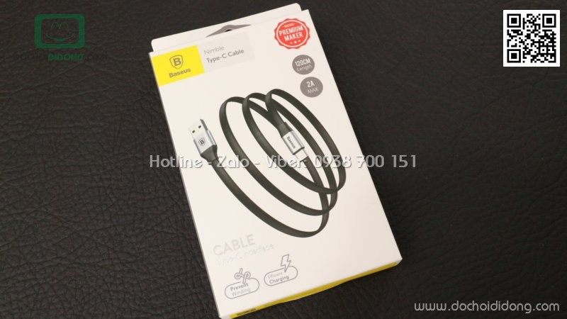 Cáp Type C Baseus dây dẹp dẻo chống gãy chống rối 1m2