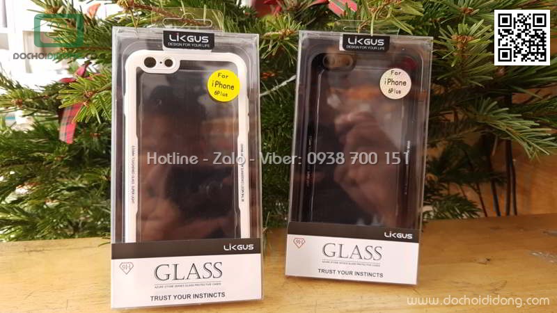 Ốp lưng iPhone 6 6S Plus Likgus lưng kính viền dẻo