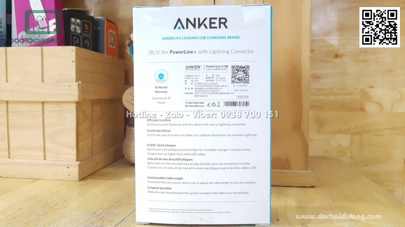 Cáp Lightning Anker Powerline+ 0.9m