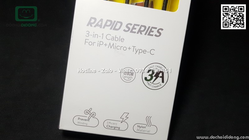 Cáp sạc Baseus Rapid Series 3 trong 1