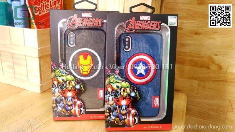 Ốp lưng iPhone X Marvel Avengers lưng vải