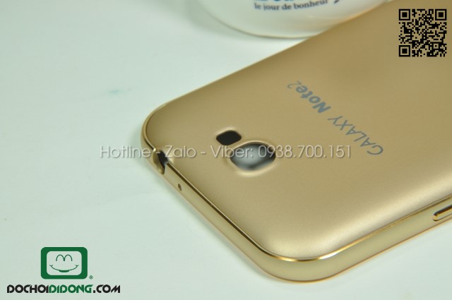 Ốp lưng Samsung Galaxy Note 2 viền nhôm lưng mịn cao cấp