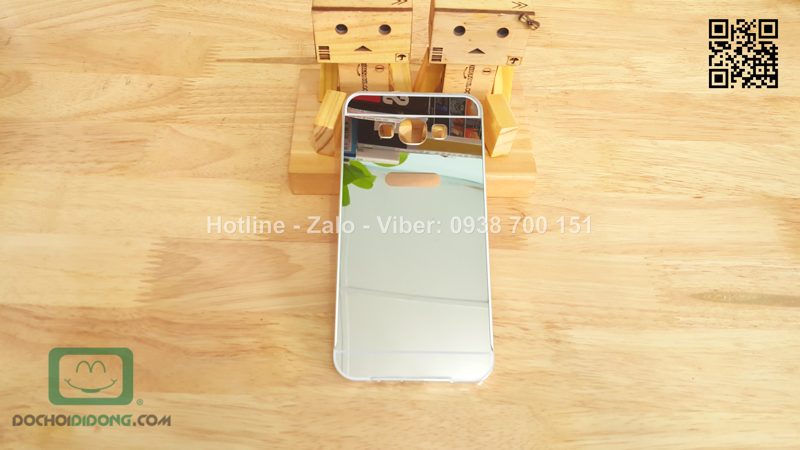 Ốp lưng Samsung Galaxy A8 viền nhôm lưng tráng gương