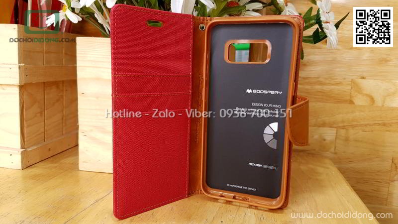 Bao da Samsung S8 Mercury Canvas Diary vân vải nhét card