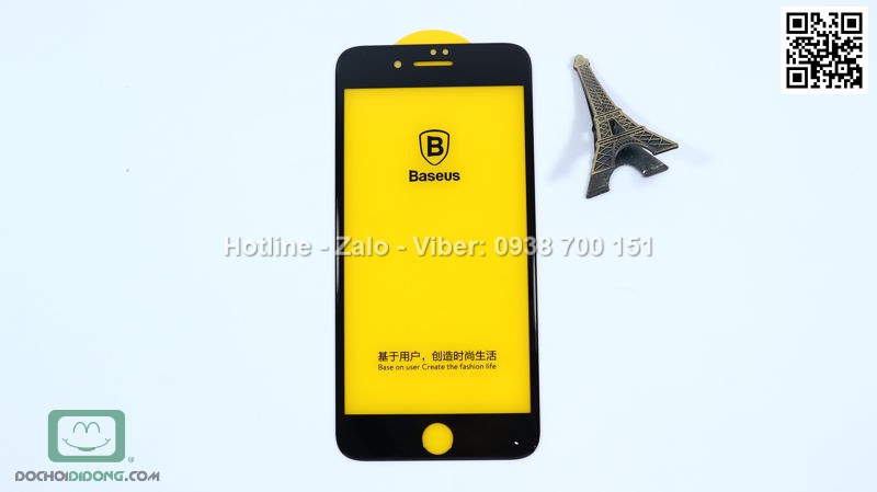Miếng dán cường lực iPhone 7 Plus Baseus 3D viền kính full màn hình 9H