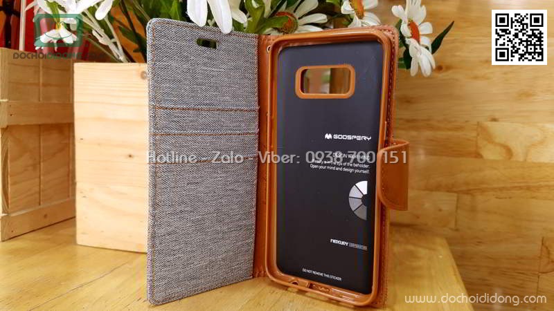 Bao da Samsung S8 Mercury Canvas Diary vân vải nhét card
