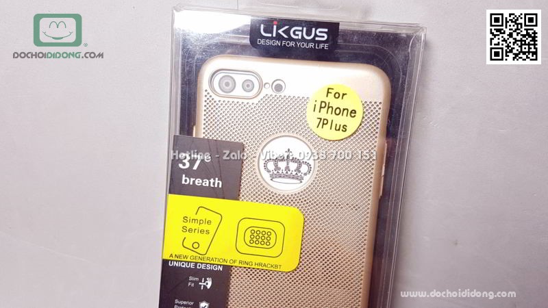 Ốp lưng iPhone 7 8 Plus Likgus lưng lưới chống nóng