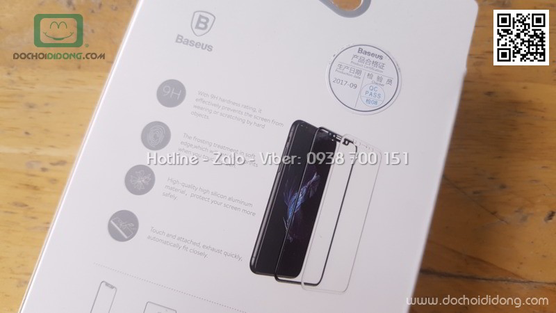 Miếng dán cường lực iPhone X XS Baseus full màn hình