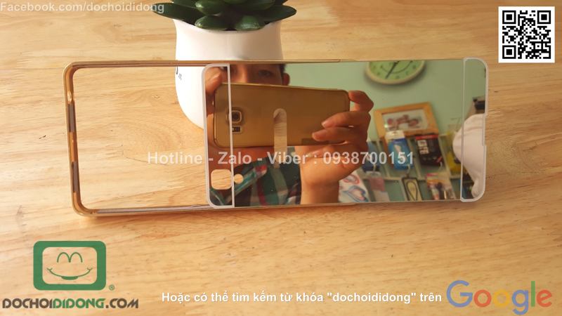 Ốp lưng OPPO R7S viền nhôm lưng tráng gương