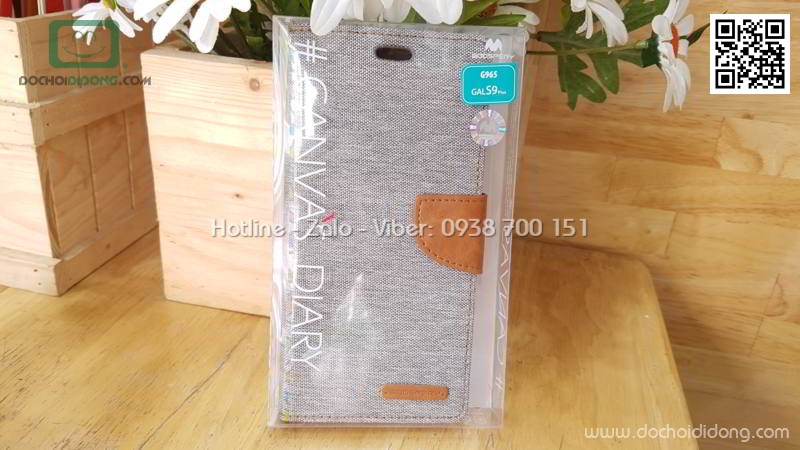 Bao da Samsung S9 Plus Mercury Canvas Diary vân vải nhét card