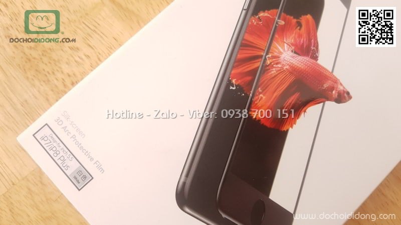 Miếng dán cường lực iPhone 8 Plus Baseus 3D viền kính full màn hình 9H