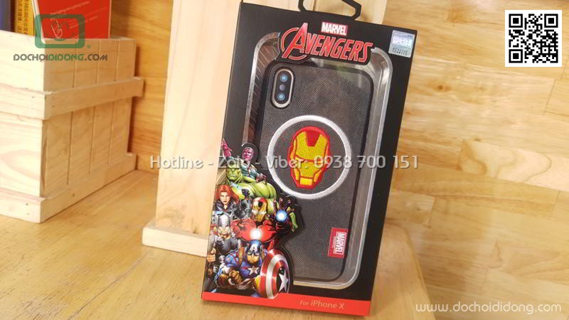 Ốp lưng iPhone X XS Marvel Avengers lưng vải