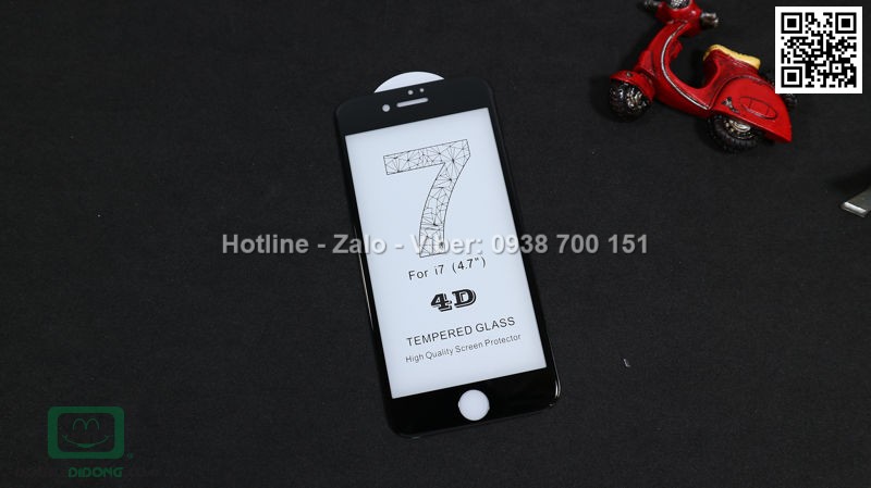 Miếng dán cường lực iPhone 8 4D full màn hình 9H