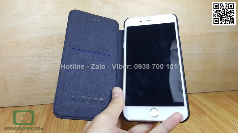Bao da iPhone 8 Plus Nillkin Qin vân sần