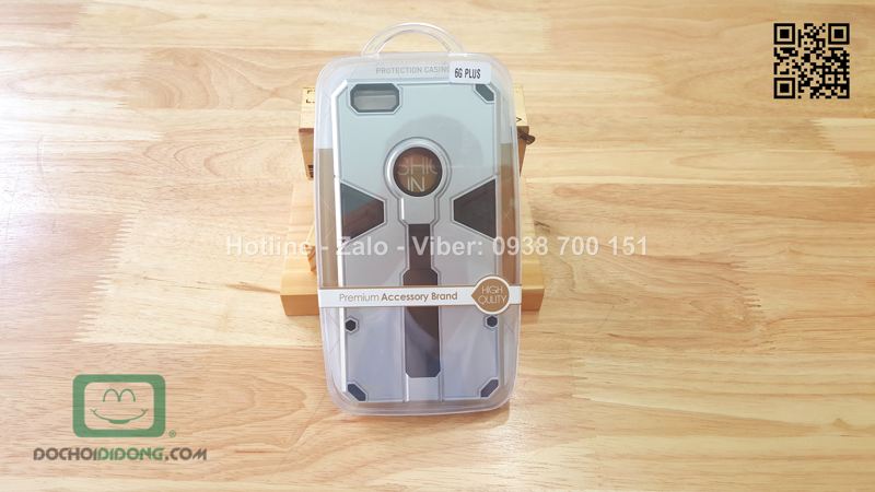 Ốp lưng iPhone 6  Plus Iron Man chống sốc có quai đeo tay