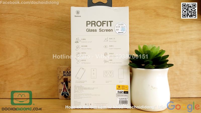 Miếng dán màn hình iPhone 8 Plus Baseus full màn hình 9H