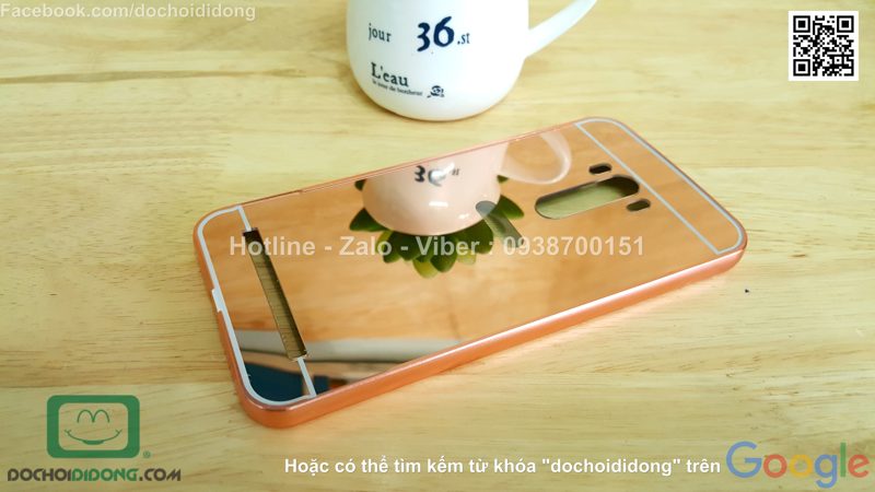 Ốp lưng Asus Zenfone Selfie ZD551KL viền nhôm lưng tráng gương