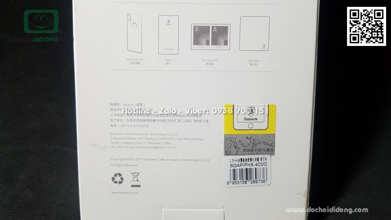 Miếng dán cường lực full mặt lưng iPhone X Baseus khoét táo