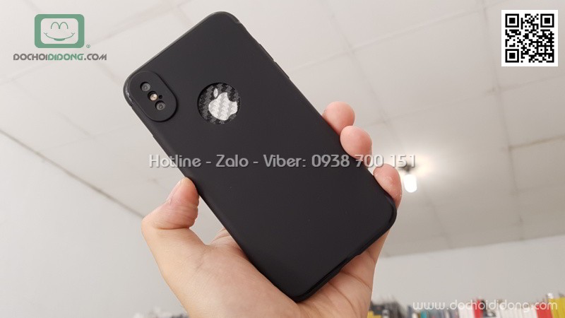 Ốp lưng iPhone X XS Zacase bảo vệ camera dẻo nhám khuyết táo